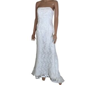 Galina Wedding Dress white form fitting style #S8551 Beaded Sequins Lined SZ 4